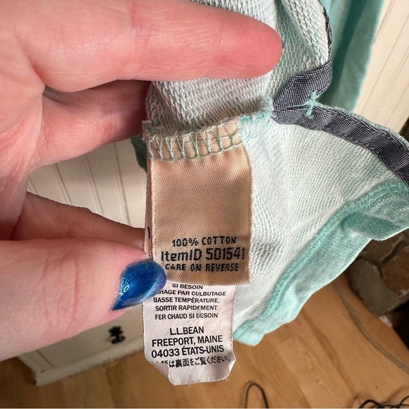 L.L. Bean Blue Cotton Quarter Zip Pullover Sweater - Picture 6 of 7